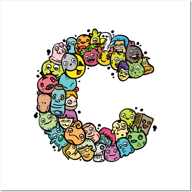 Alphabet Monster Doodle Letter C Monogram Wall Art by Irene Koh Studio